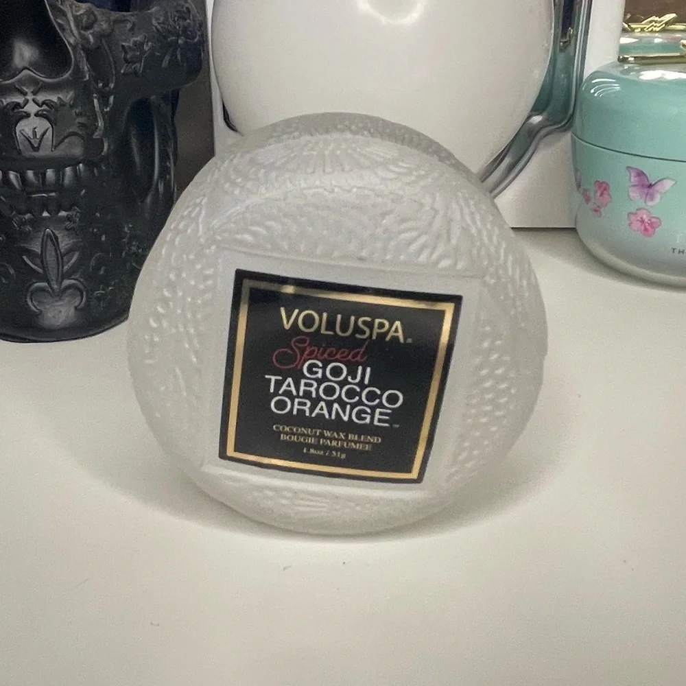 EMPTY Voluspa Spiced Goji Tarocco Orange Candle Jar